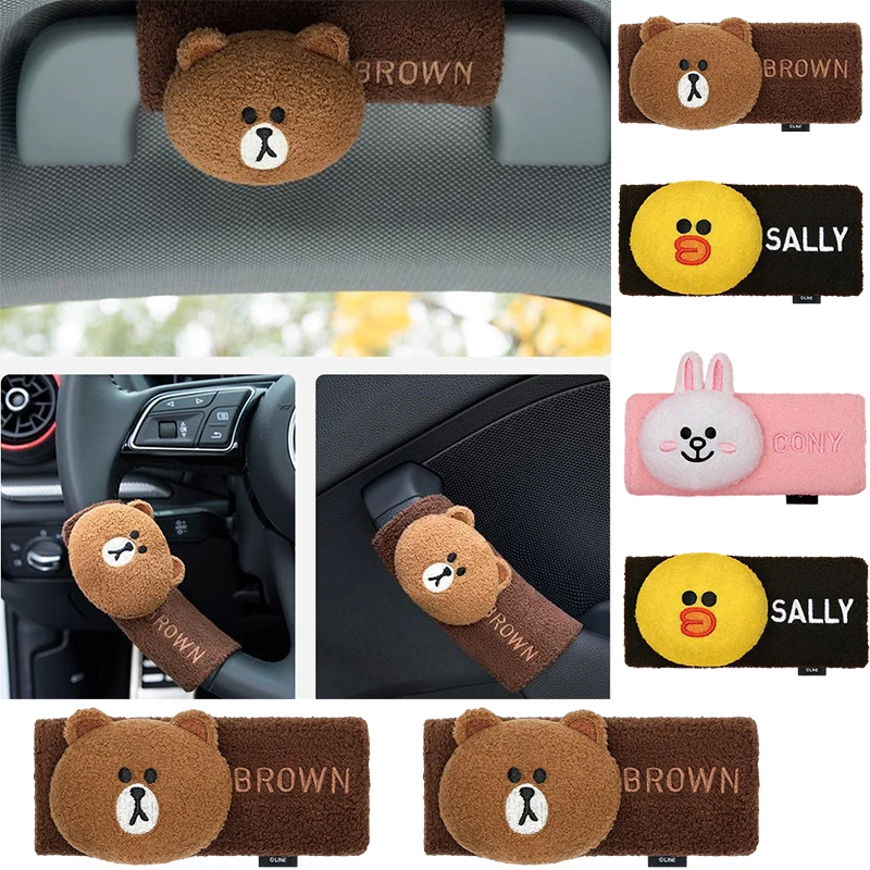 Kawaii Brown Bear Cony Sally Anime Peluche Car Door Handle Protector Cover Cartoon Universal Bracciolo Maniglia Guanti Protettivi Regalo