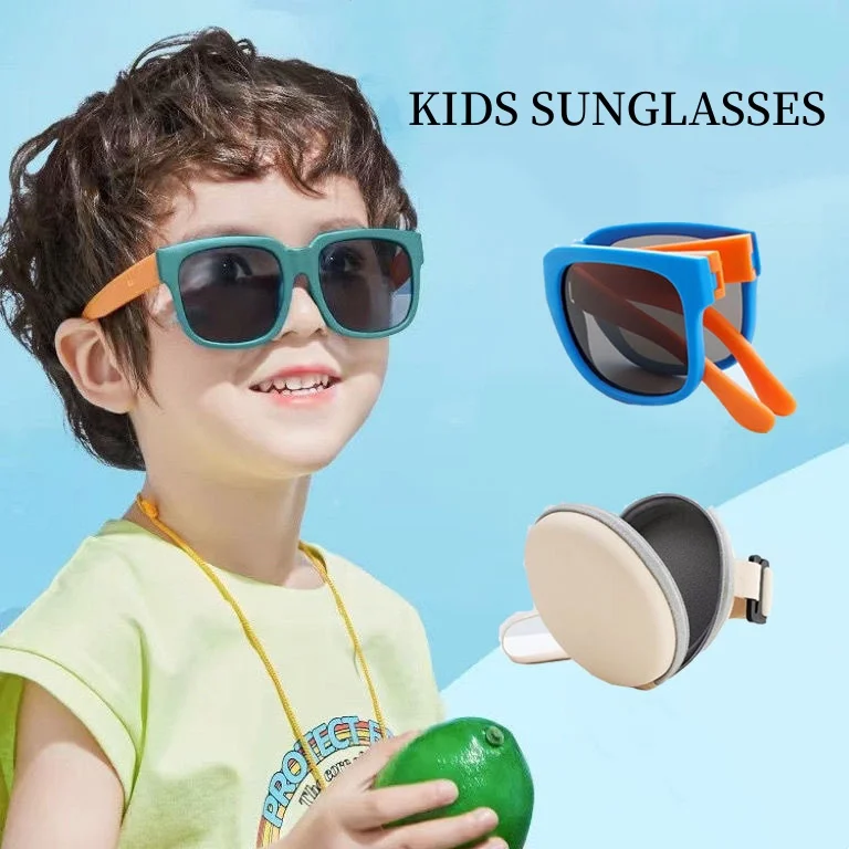 

New Luxury Children's Foldable Sunglasses Baby UV Resistant Summer Sun Shading Glasses Boys Girls Fashion Square Frame Eyewear