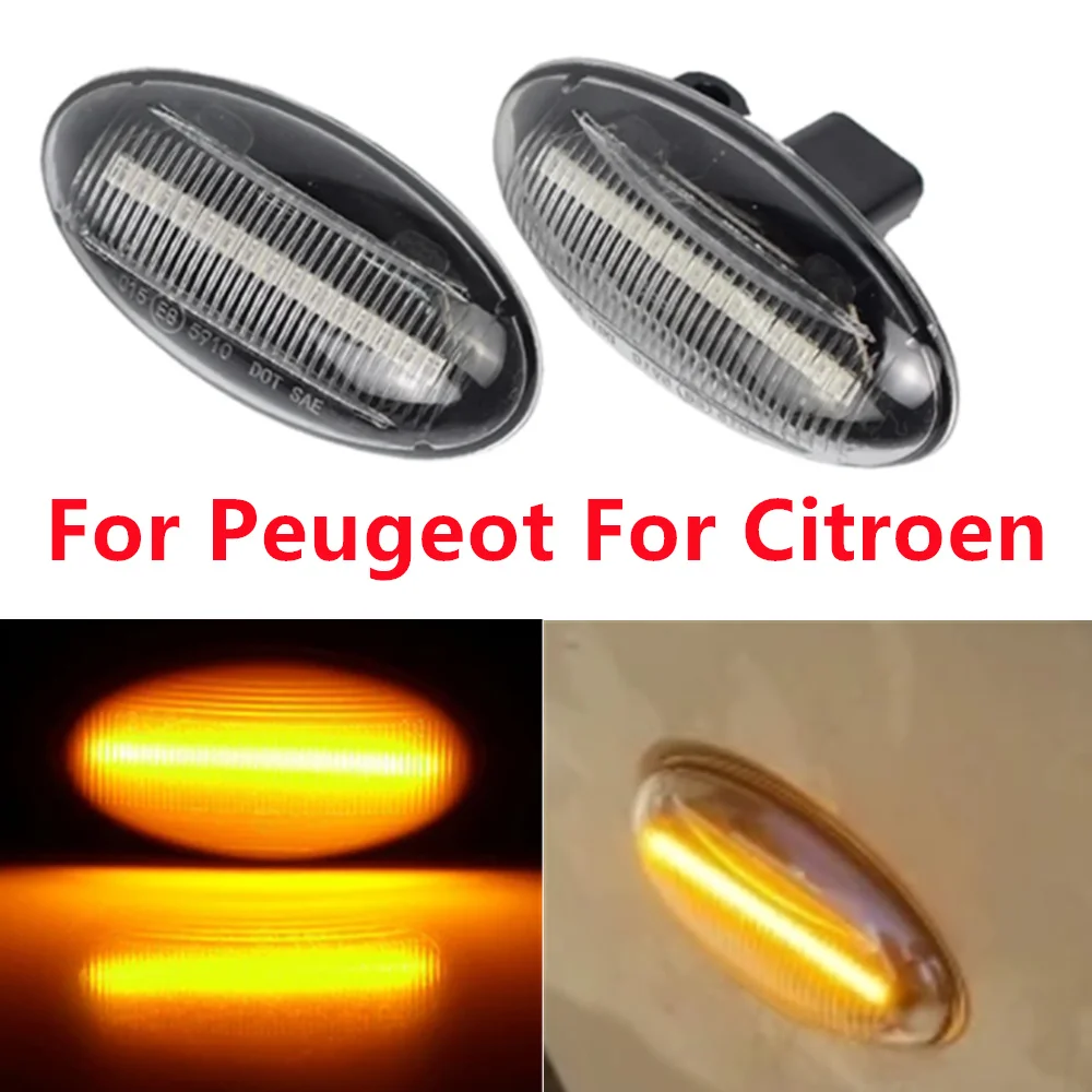 

2pcs Dynamic Flashing LED Side Marker Turn Signal Light Partner Expert Indicator Lamp For Peugeot 307 206 607 407 1007 107 4007