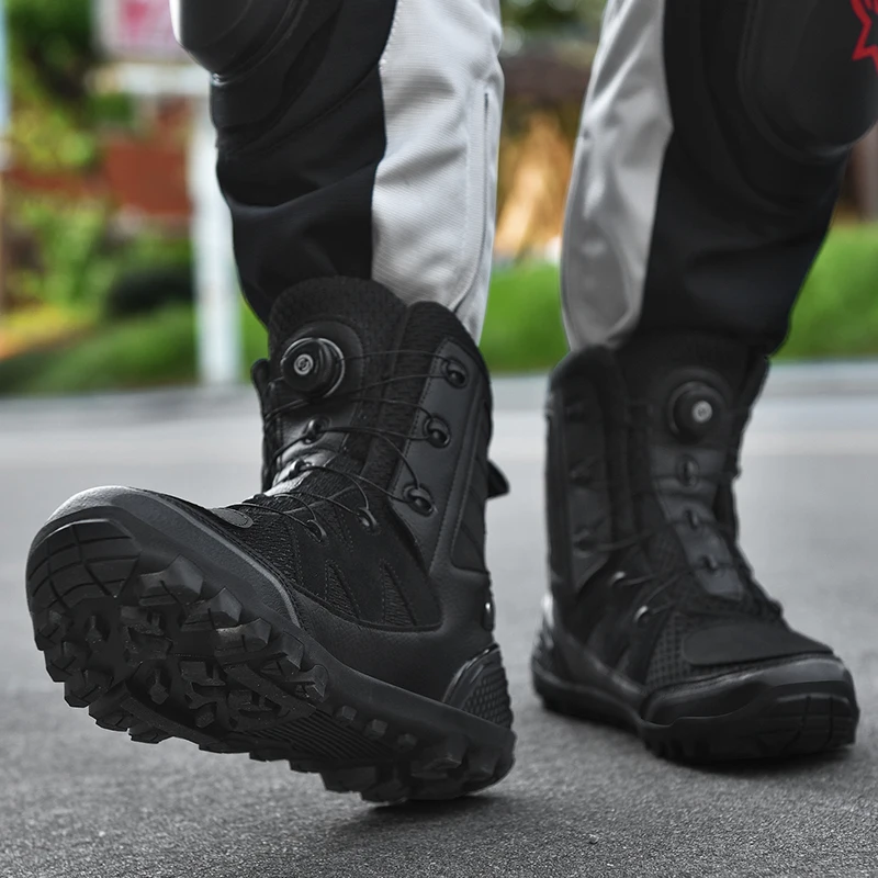 Motorcycle Shoes Highway Riding Motorcycle Shoes High Top Anti Slip Riding Shoes Women Motor Can Protective Boots Rotating Buckle Bicycle
