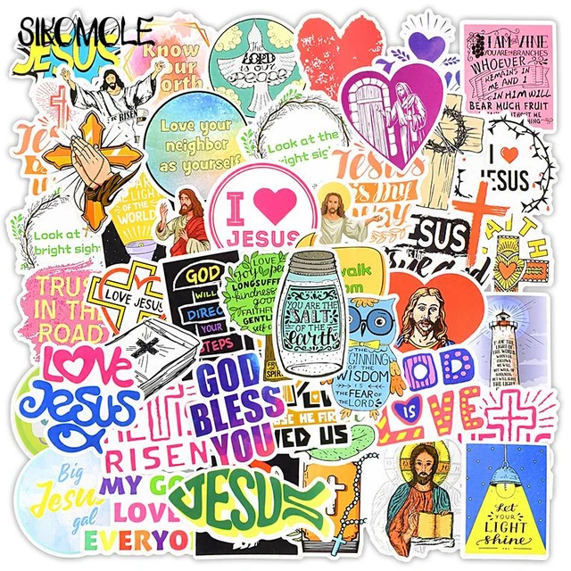 10/30/68pcs Cartoon Jesus Christian Prayer Stickers DIY Toys