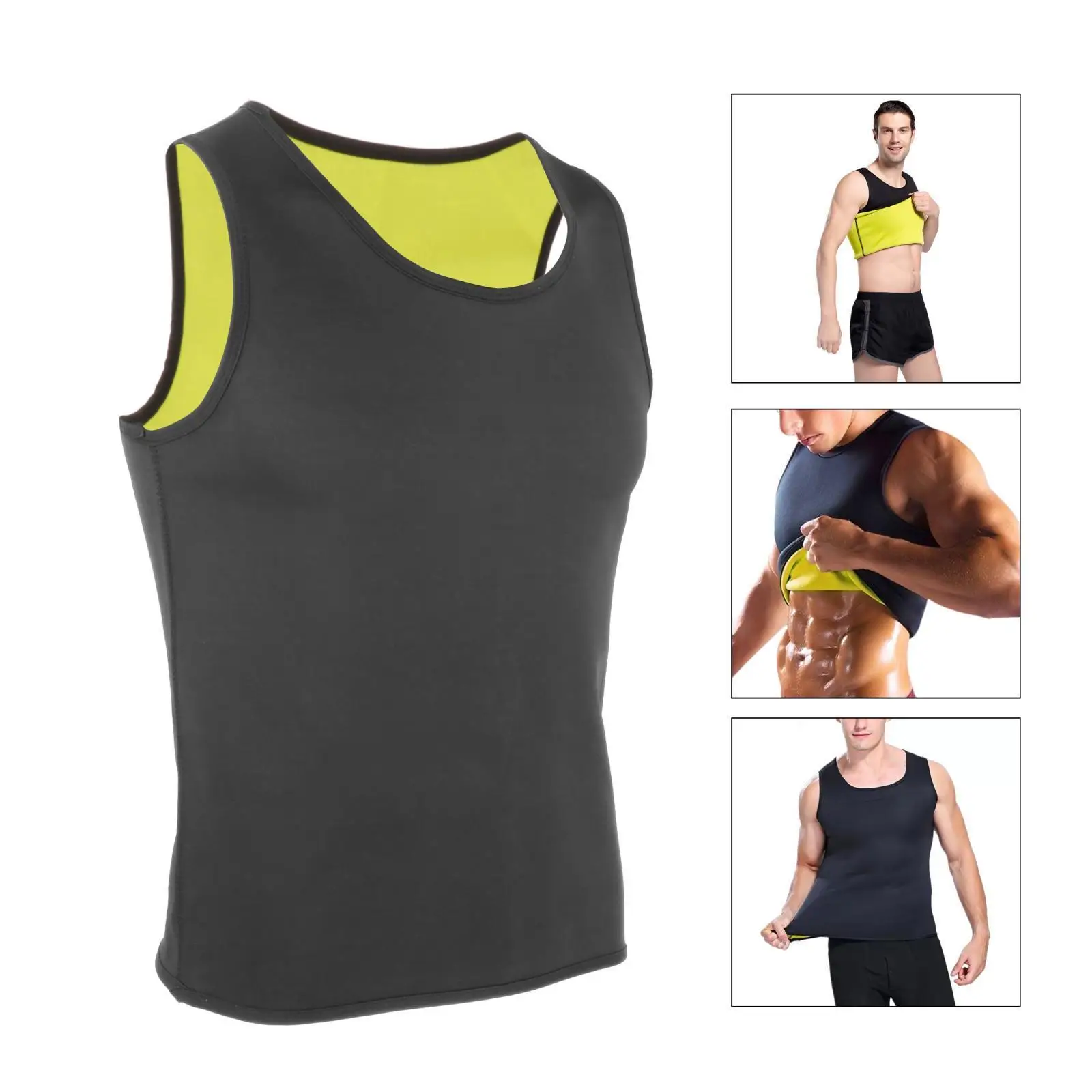 Mens Sauna Vest Burner Sweat Tank Top Waist Trainer Slimming Home Gym