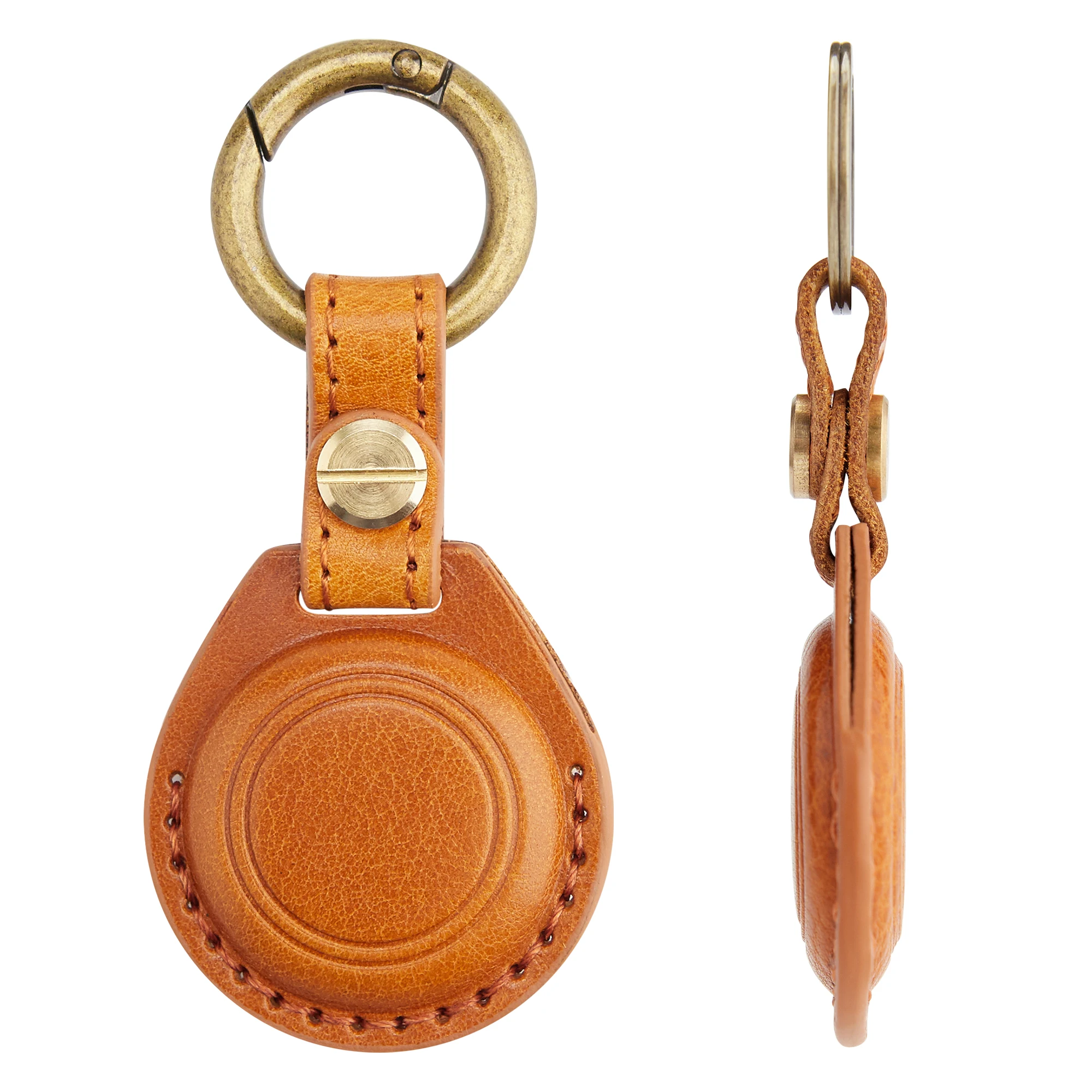 

Genuine Leather Airtag Keychain For Apple Airtag Holder Air Tag Case with Key Ring Protective Cover GPS Tracker Accessories