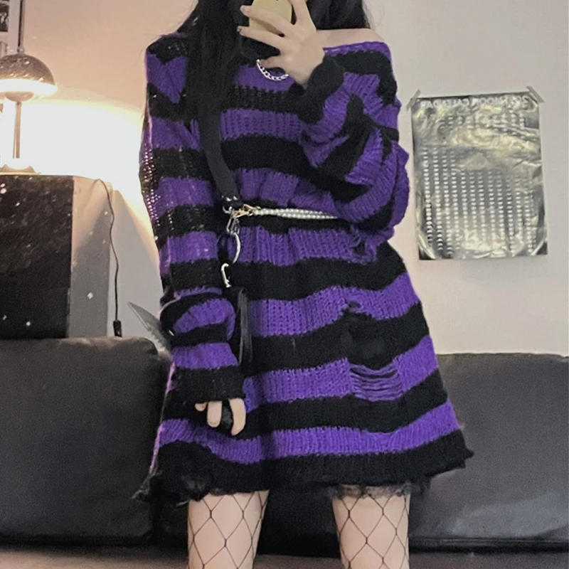 Gothic Distressed Sweater Oversized 