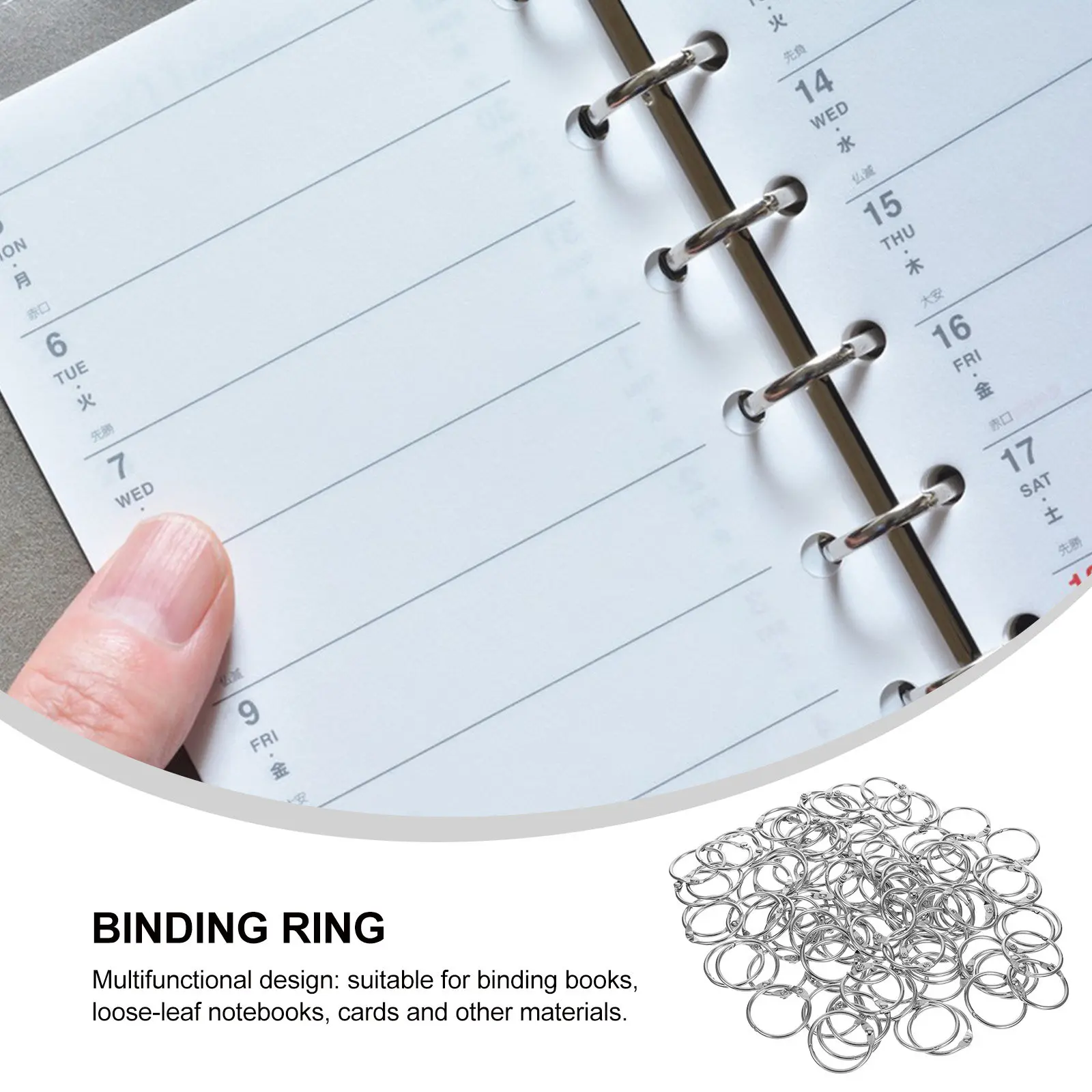 100개 금속 바인더 링 DIY 공예 책 제본, 루즈리프 정리, 스크랩북, 플래시 카드, 키체인 링, 바인더 용품