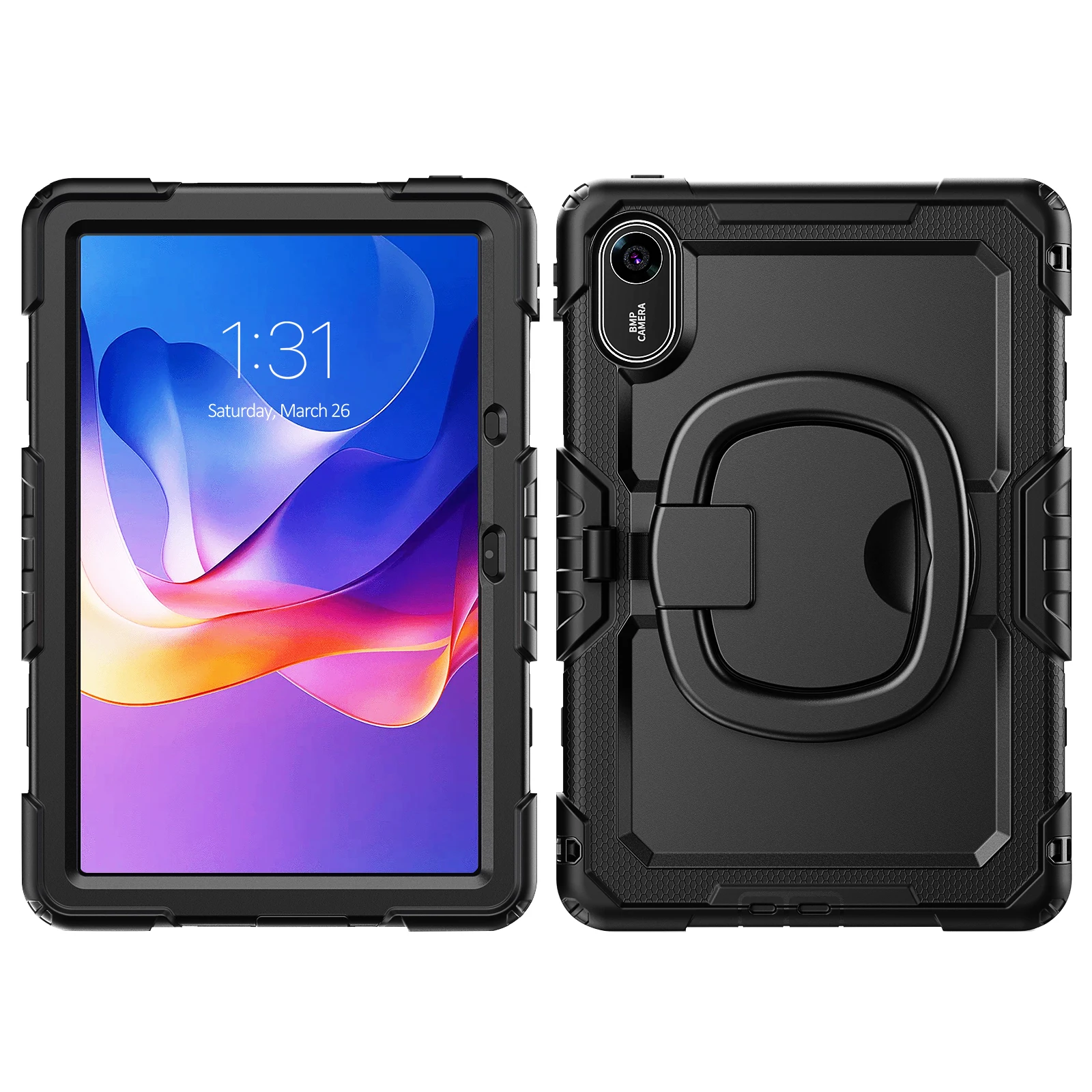 Durable 360° Rotating Kickstand Protective Case with Handle Grip and Shoulder Strap