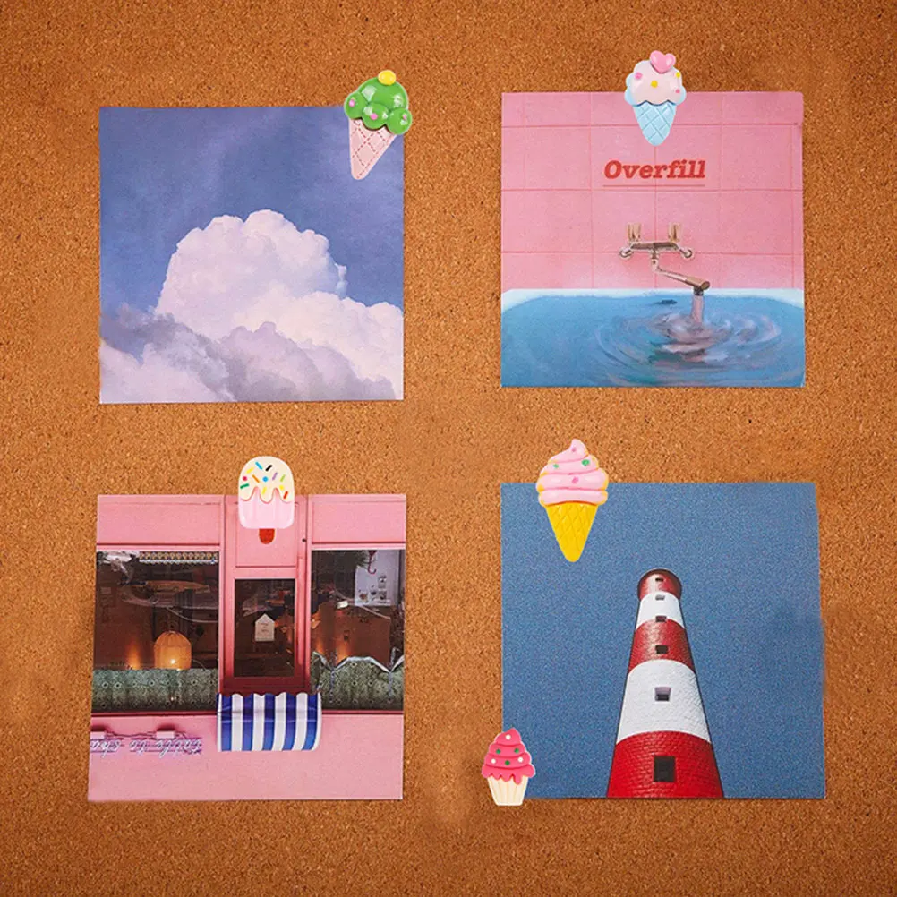 15Pcs 아이스크림 모양 푸시핀 다기능 압정 컴팩트 데스크 액세서리 일상 사용 지도 용품 소형 압정