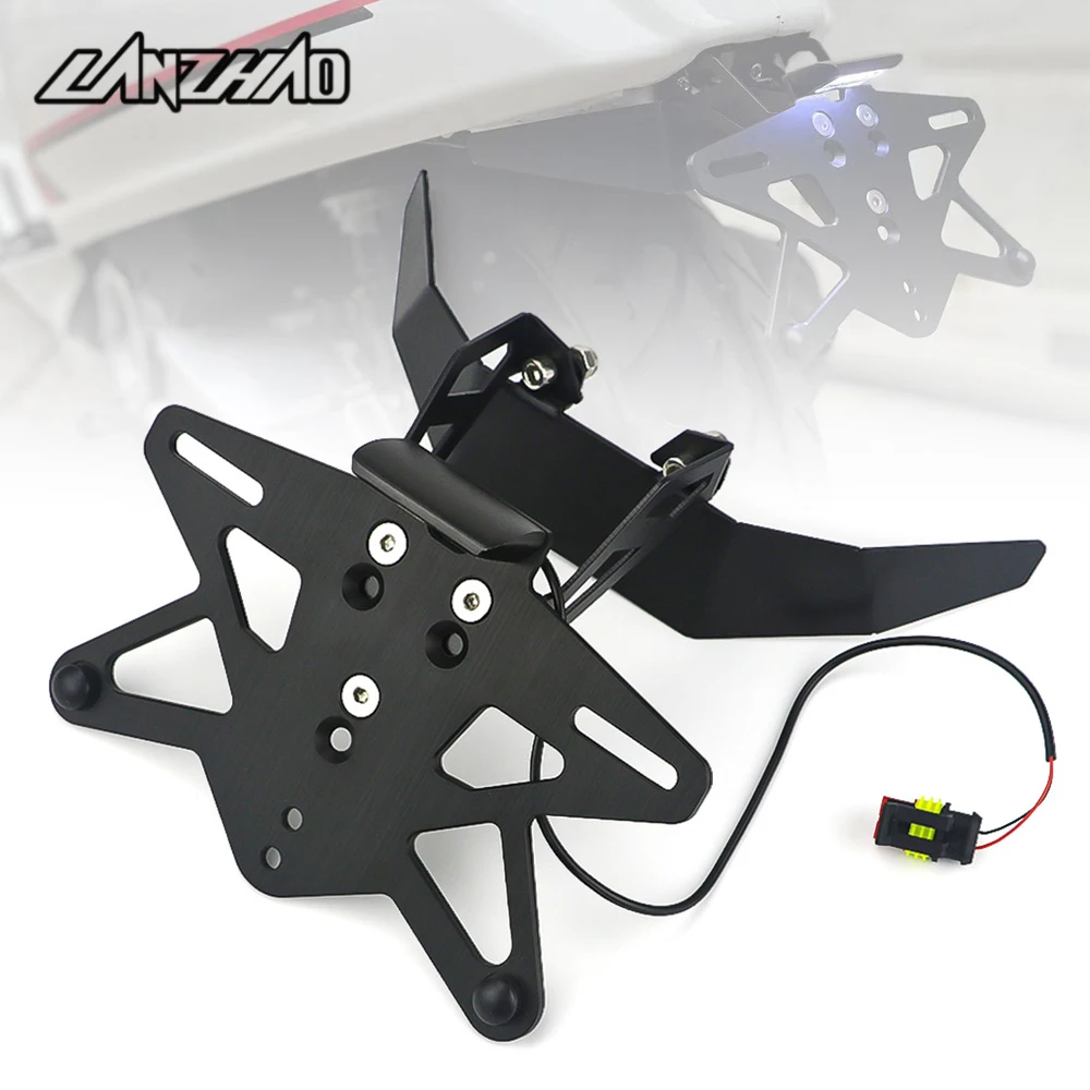 MotorcycleLicensePlateBracketAluminumNumberplateHolderwithLED