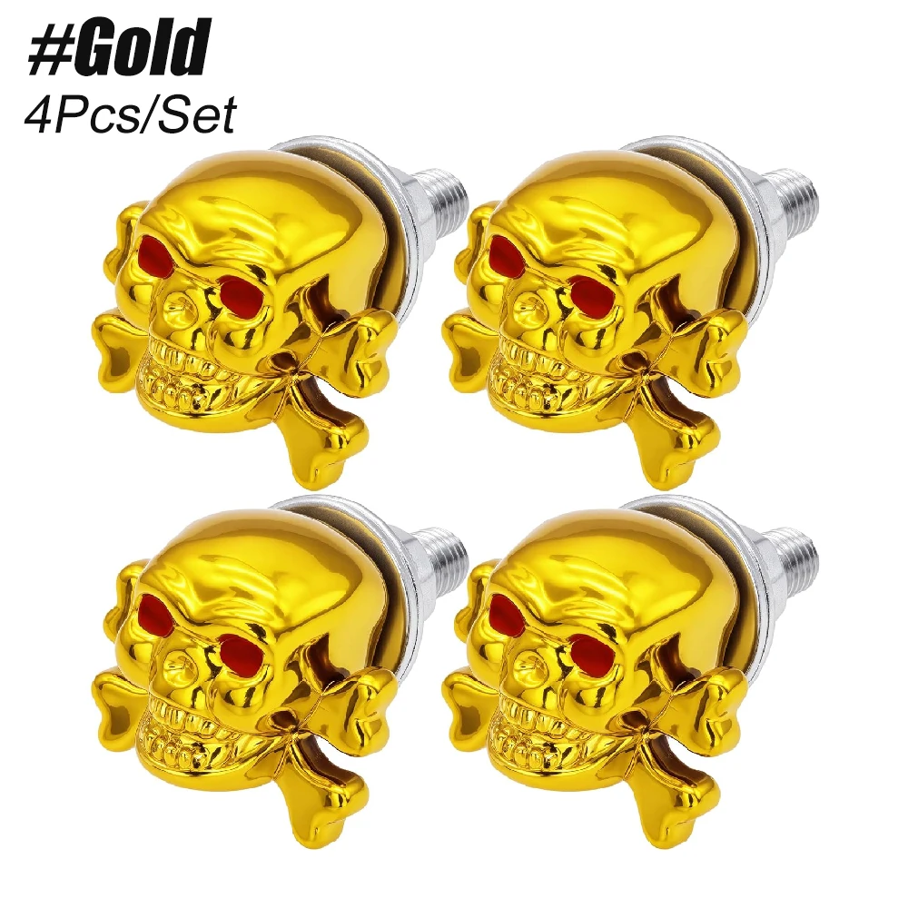 Gothic Skull Decor License Plate Screws – Set of 4