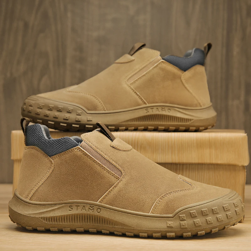 

Spring and Autumn High-top Men Shoes Simple Daily Casual Sneakers Comfortable Wear-resistant Anti Skid Sports Shoes with Zipper