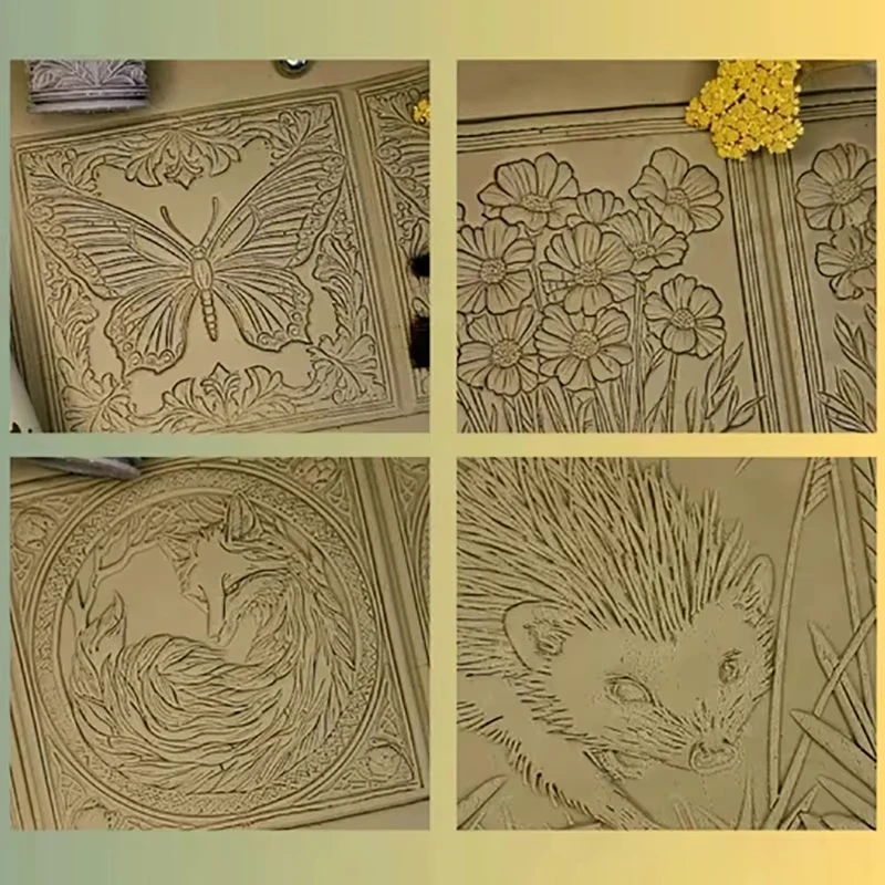 3D Printed Clay Texture Roller, Flower and Bird Pattern Pottery Roller Tool, Clay DIY Texture Roller Tool