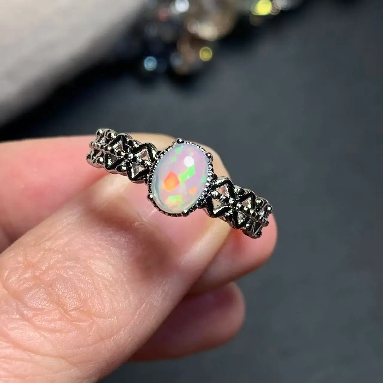 NEW ARRIVAL Natural Opal Ring Adjustable Female Ring Jewelry for Women Gift Wholesale High Quality Vintage Fine