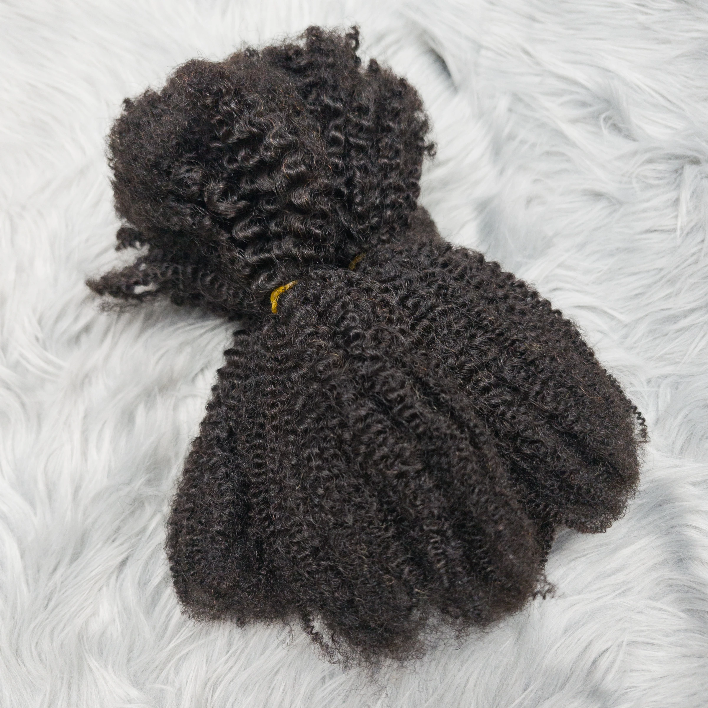 4C Afro Kinky Curly Virgin Human Hair 16" Brazilian Human Hair Extensions Weave Bundles No Weft Weaving for African Black Women 3