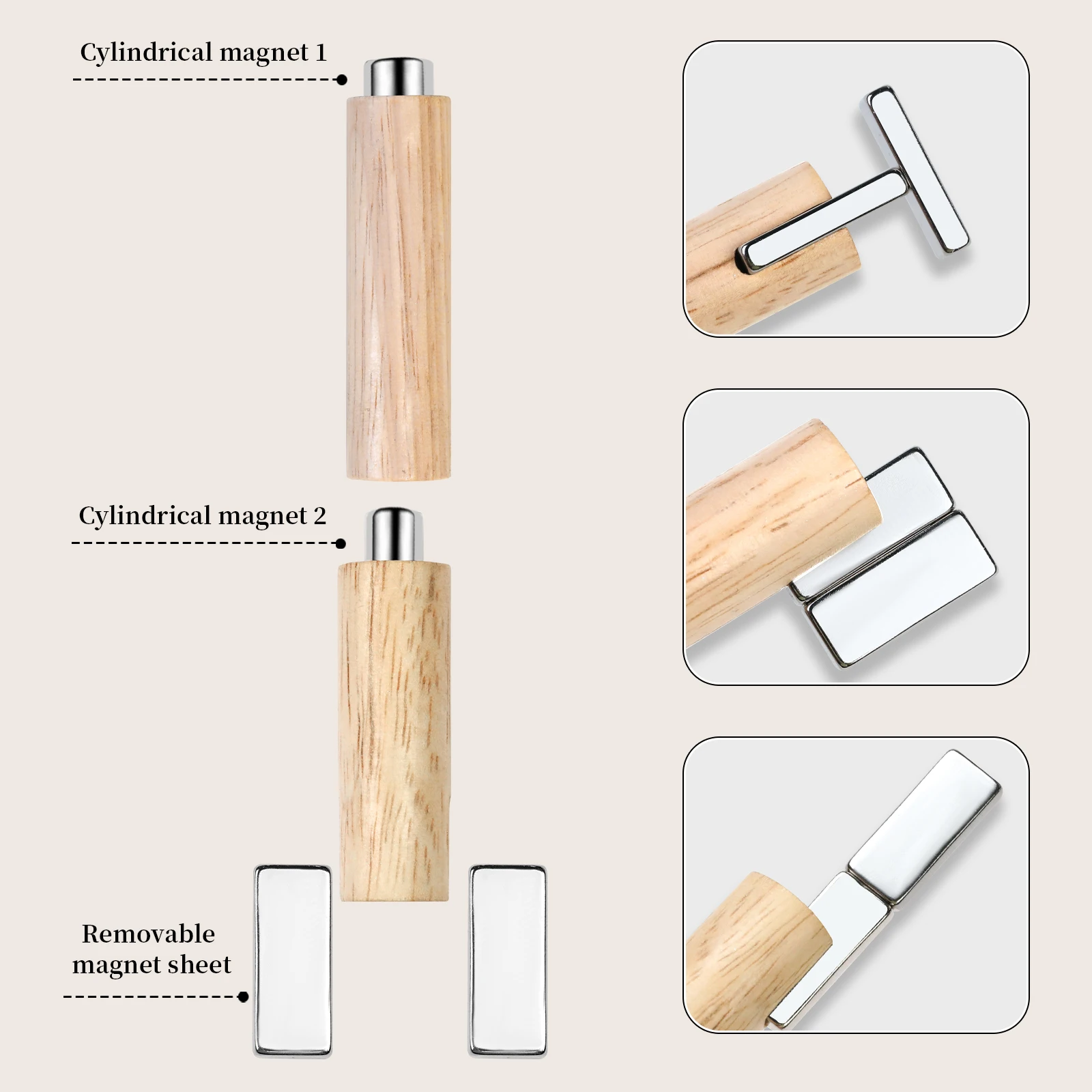 4 In 1 Detachable Multifunctional Combination Magnetic Stick Cylindrical Suction Nail Art Cat Eye Super Strong Magnet Nail Tools