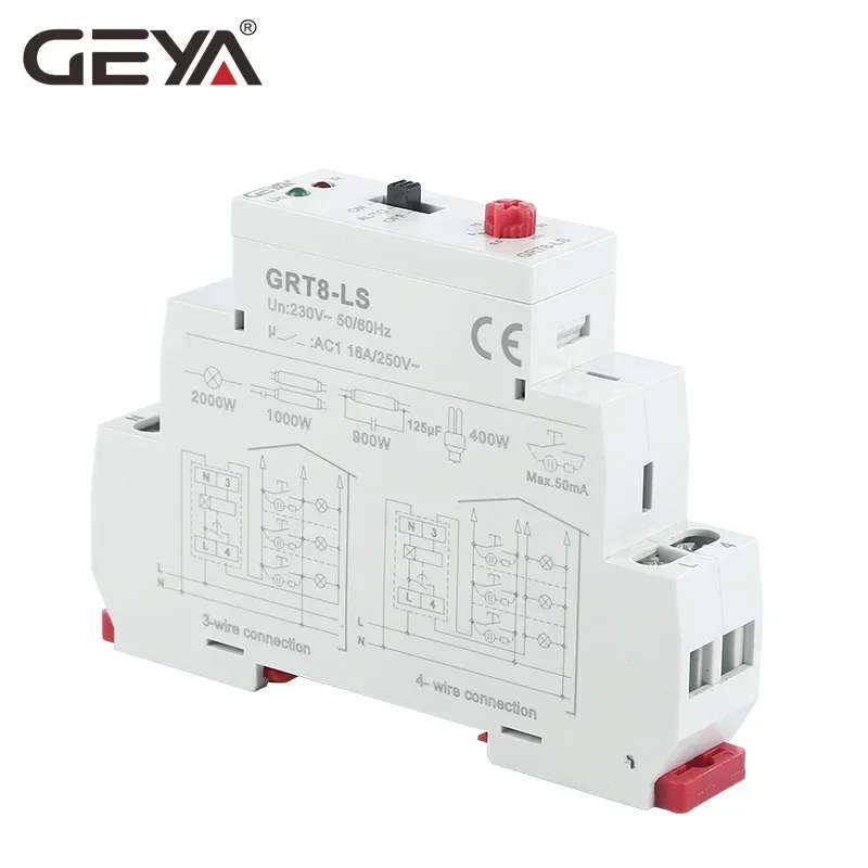 GRT8-LS/LM Staircase Time Switch 230VAC 16A 0.5-20mins Light Delay Switch Corridor switch GEYA 3