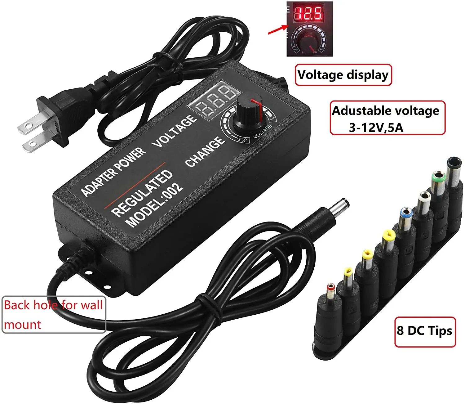   Aupply DC 3-12V 3-24V 9-24V 3A  , LED     EU/US ÷