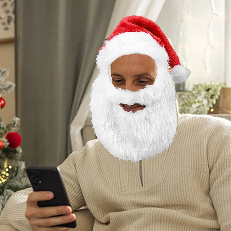 Ho Ho Ho! Spread Christmas Cheer with Santa Claus Beard and Hat Set-Red-28x65cm