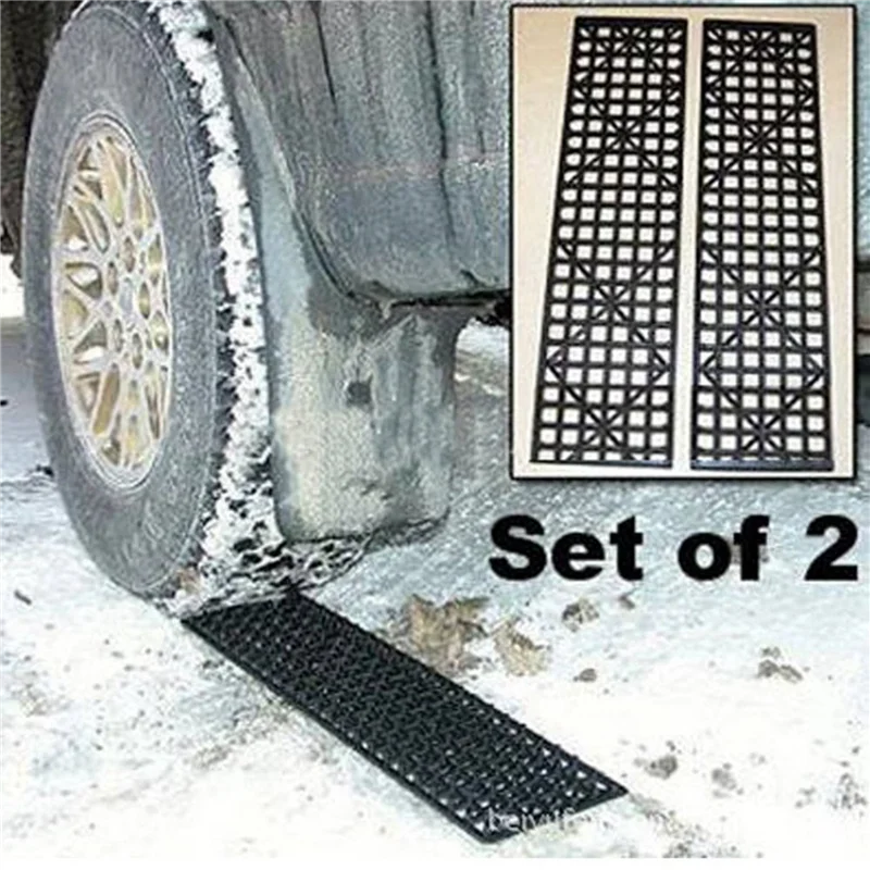 A92R-4Pcs Car Snow Mud Off Plate Tire Traction Foldable Skid Plate Nonslip Mat Sand Snow Chain Wheel Anti Skid Snowboarding