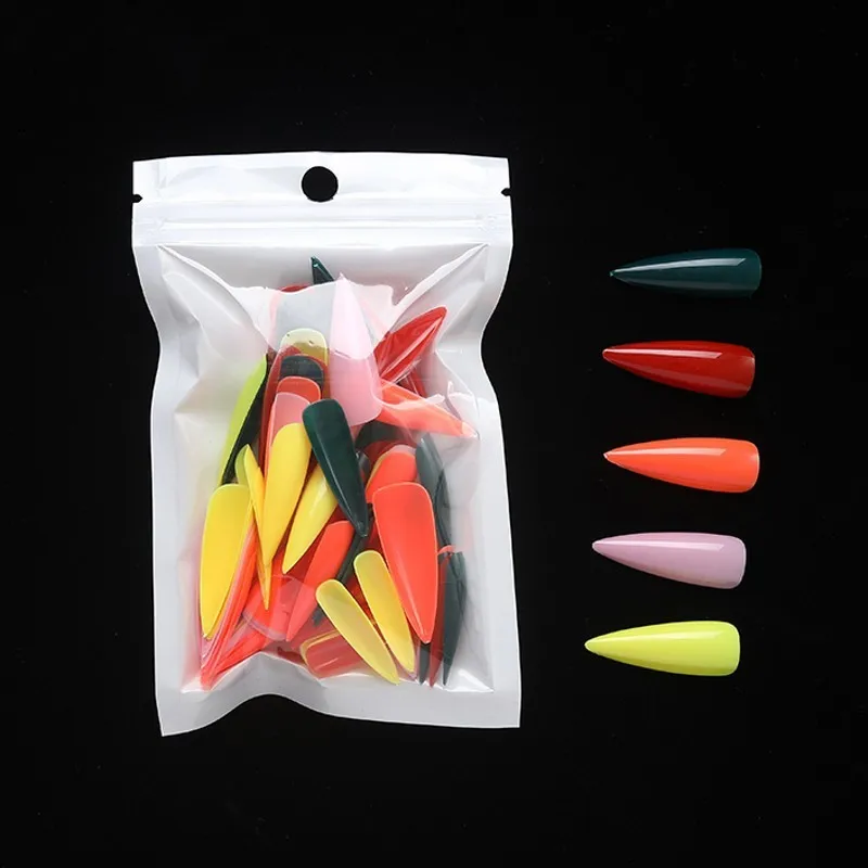 Color 100Pcs Solid Fake Nails Nail Tips Full Cover Matte Acrylic Ballerina Fake Nails Tips DIY Beauty Mani_voghion.com