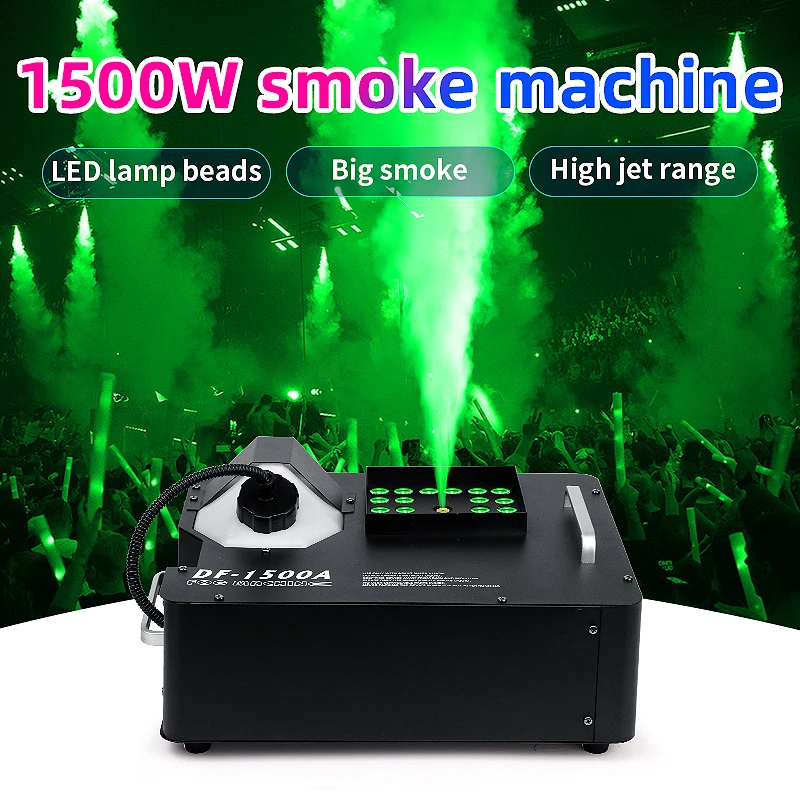 리모컨 및 DMX512 장착 RGB 안개 기계, 웨딩 나이트클럽 디스코 무대 파티 LED 연기 기계, 3 인 1 조명, 1500W, 24PCs