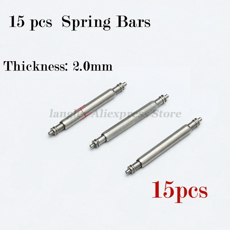 Stainless Steel Spring Bar Watch Band Pins - Durable 2.0mm Diameter Link Rods (16mm, 20mm, 22mm Widths)