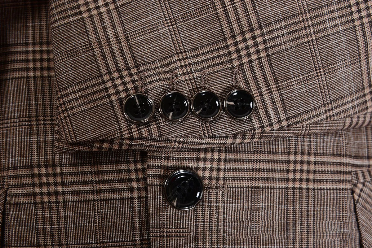 Plaid New Men Suit Tailor-Made 2 Pieces Blazer Pants Single Breasted Fashion Business Peaked Lapel Wedding Groom Prom Tailored