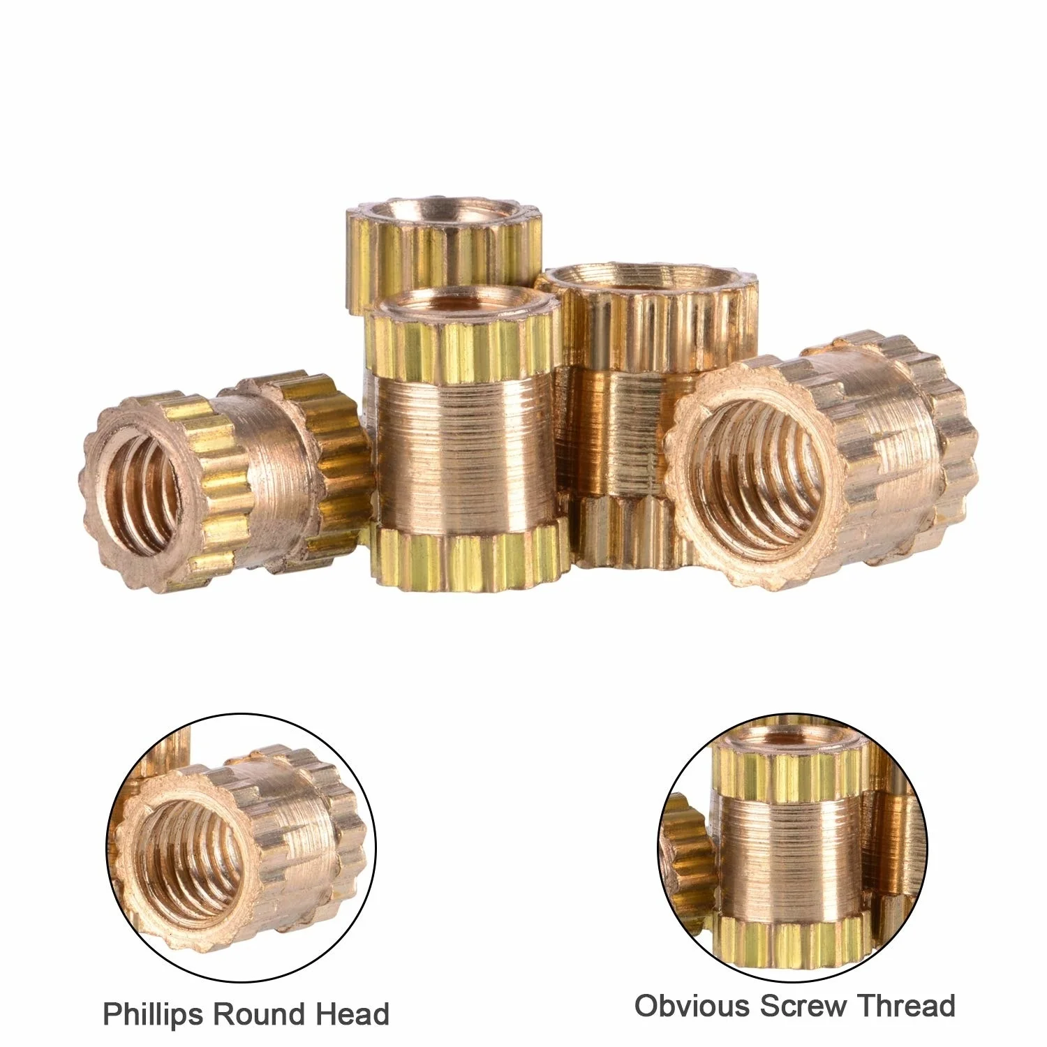 Description Picture 3 of item200/500Pcs M2*L-3.5 M2.5*L-3.5 M3*L-4.2(OD) Injection Nut Copper Insert Knurled Nuts Knurling Kit For Electrical