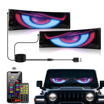 2 uds coche camión programable RGB LED señal matriz Panel de píxeles luz nocturna DIY desplazamiento texto ojo del diablo pantalla de visualización de animación 1
