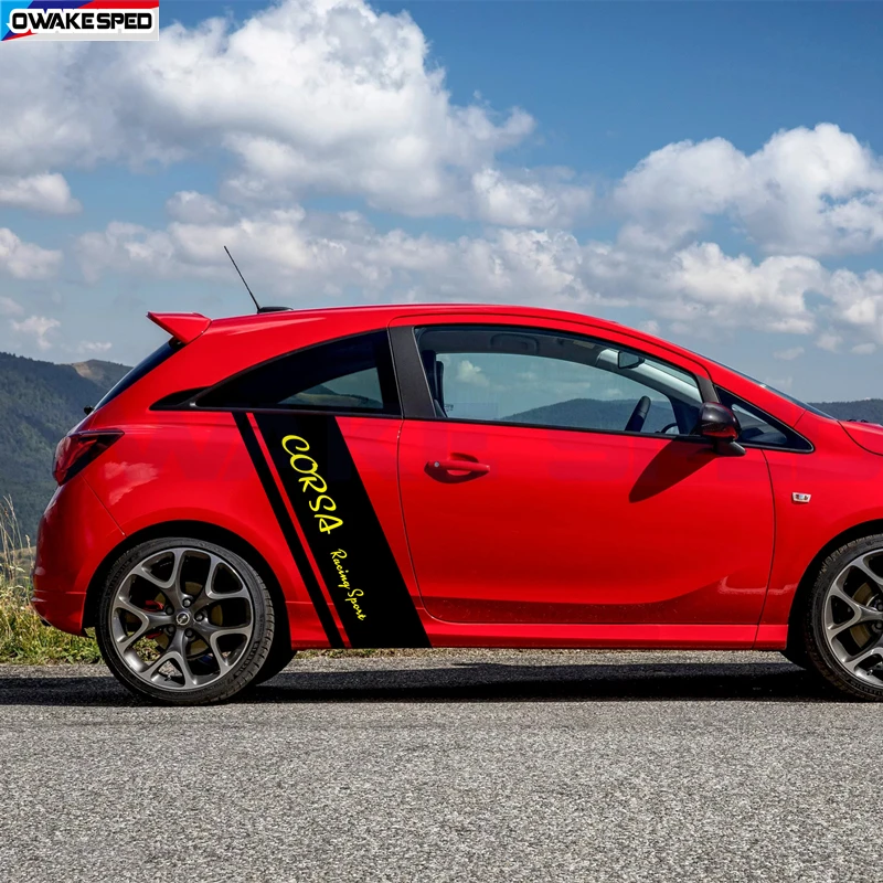 2pcs Racing Sport Stripes Car Body Decor Sticker For Opel Corsa C OPC ...