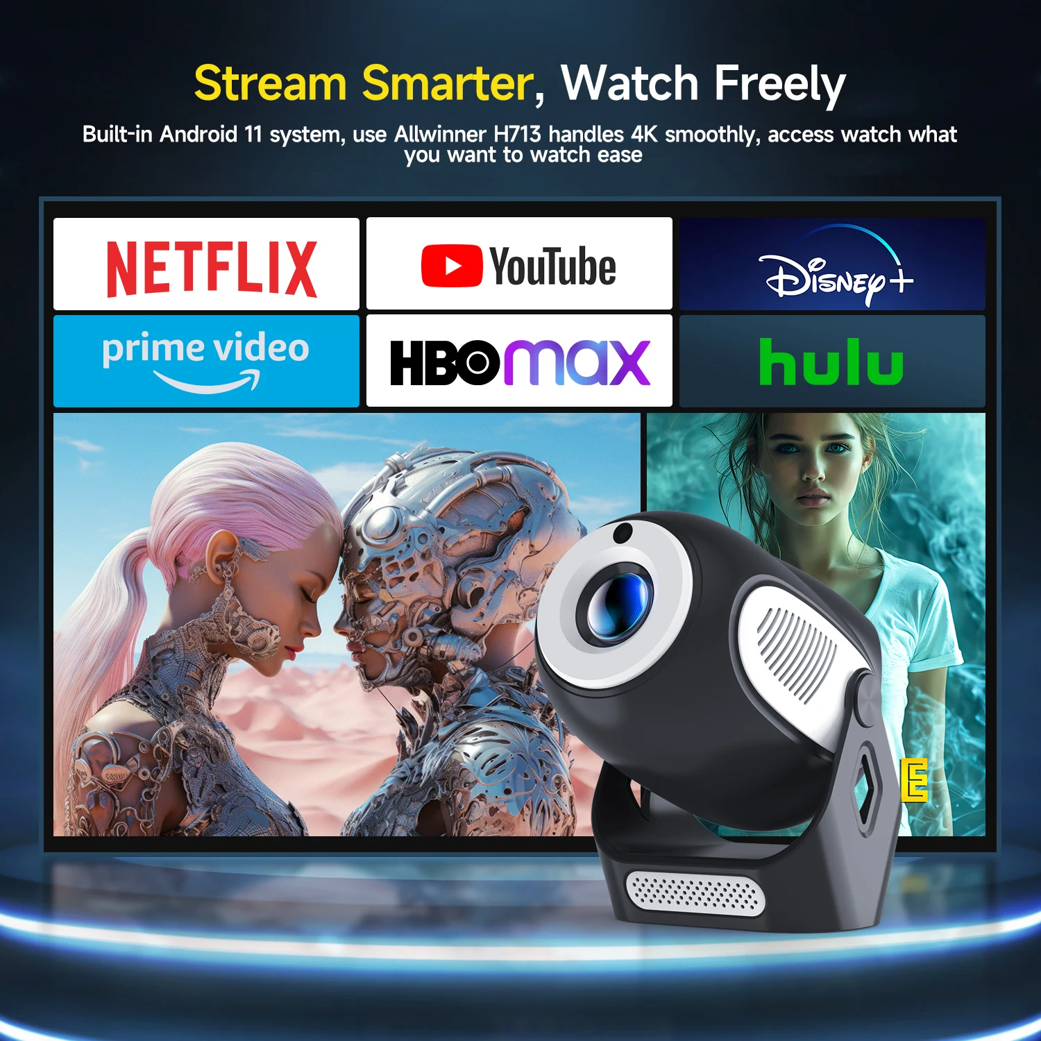 جهاز عرض Magcubic HY300 X بتركيز كهربائي 4K HD 300...