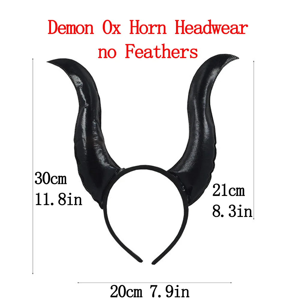 Demon Ox Horn Headwear Animal Halloween Cosplay Evil Witch Devil Black Queen Women Costume Hoop Hair Clip Accessories Props Sea hair accessories,hair clips,cosplay accessories,cosplay headpiece