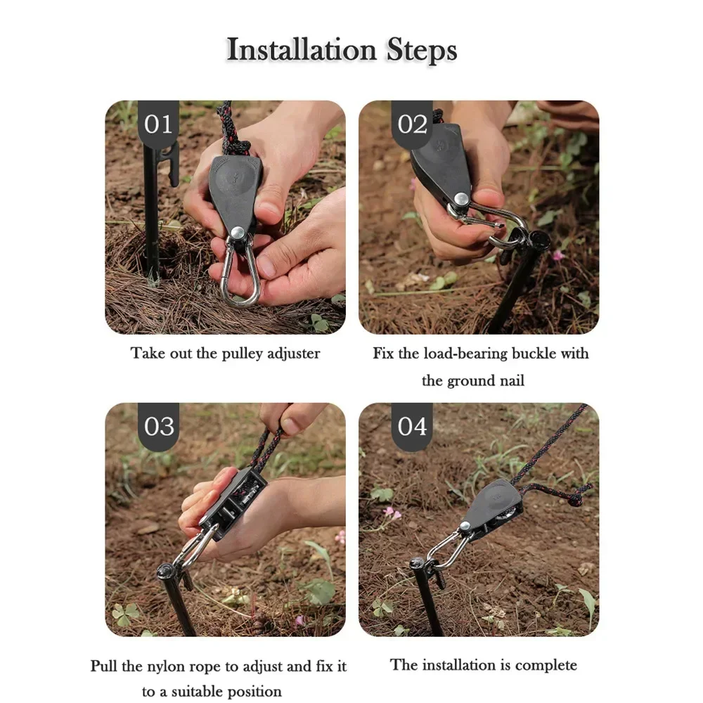 Camping Tent Accessories Camping Tent Fasteners Tent Rope Tightener Camping Cord Buckles Ratchet Hanger Camping Rope Buckle Rope Tie Down Ratchet 4Pcs Tent Adjustable Rope Fastener Fixed Buckle Pulley Tensioner
