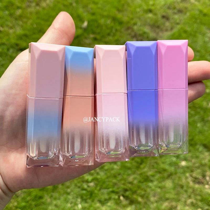 

Empty Square Lip Gloss Tube DIY Plastic Elegant grandient pink Clear Bottle Liquid Lipstick Container Lipgloss Lip Balm Bottles