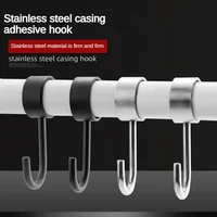 Stainless Steel Hook Hanging Tube Pipe Rod  for Kitchen Wardrobe Bathroom 1