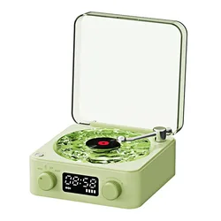 Vintage-Style Mini Bluetooth Speaker with Subwoofer and RGB Light (Green)