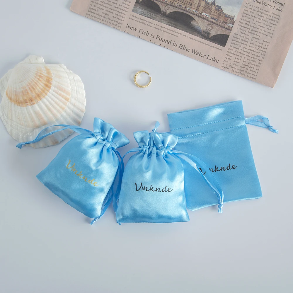 50pcs Satin Silk Jewelry Small Gift Bags 9x12cm Drawstring Packaging Pouch for Bracelets Necklace Ring Wedding Favor Goodie Bags