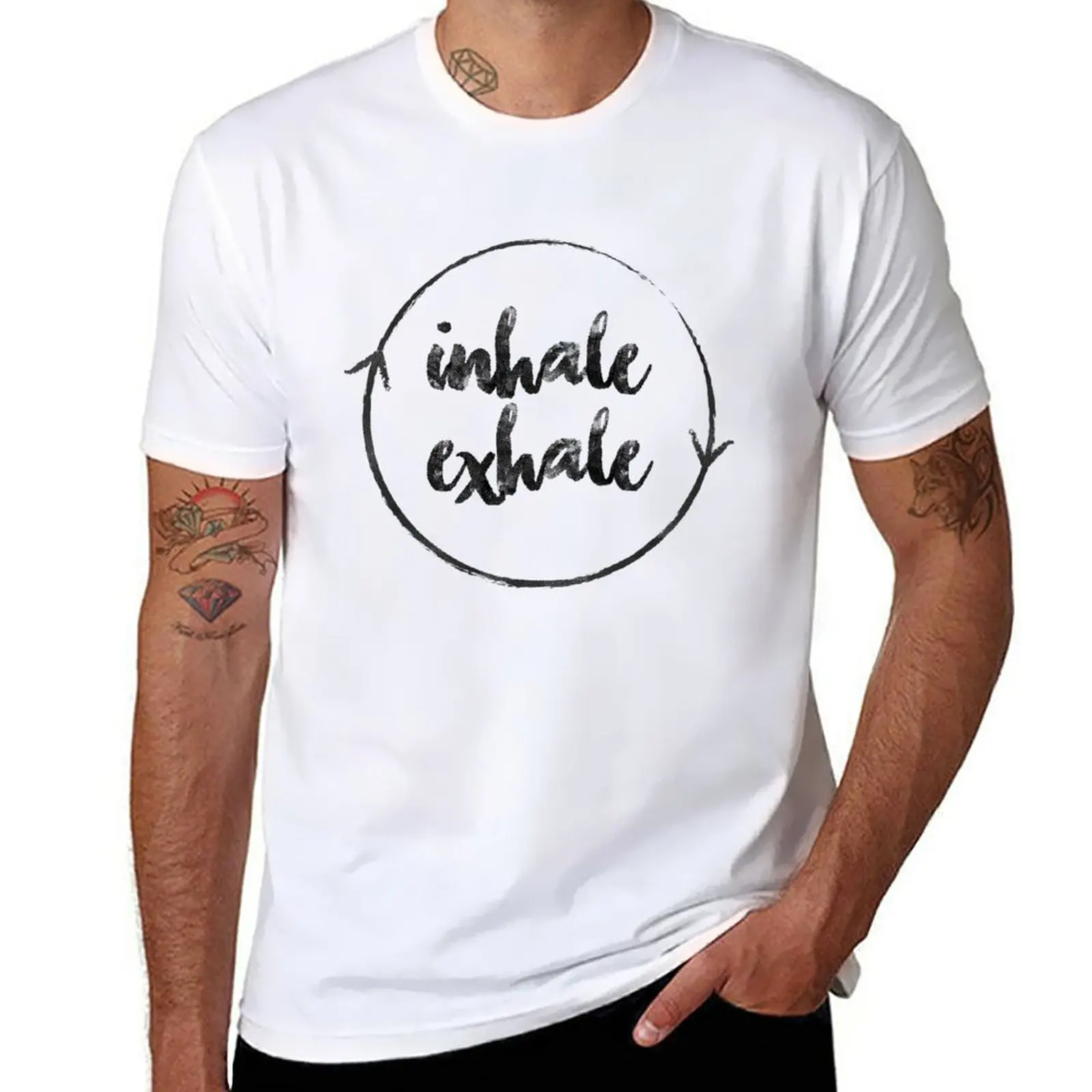 

Inhale Exhale Yoga Slogan T-Shirt shirts graphic tees summer tops Short sleeve tee quick drying plain white t shirts men