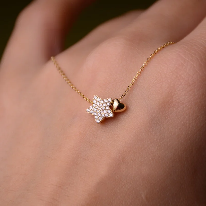 Real 925 Sterling Silver Fashion Sweet Zircon Flower Pendant Necklace For Women Wedding Party Fine S925 Jewelry