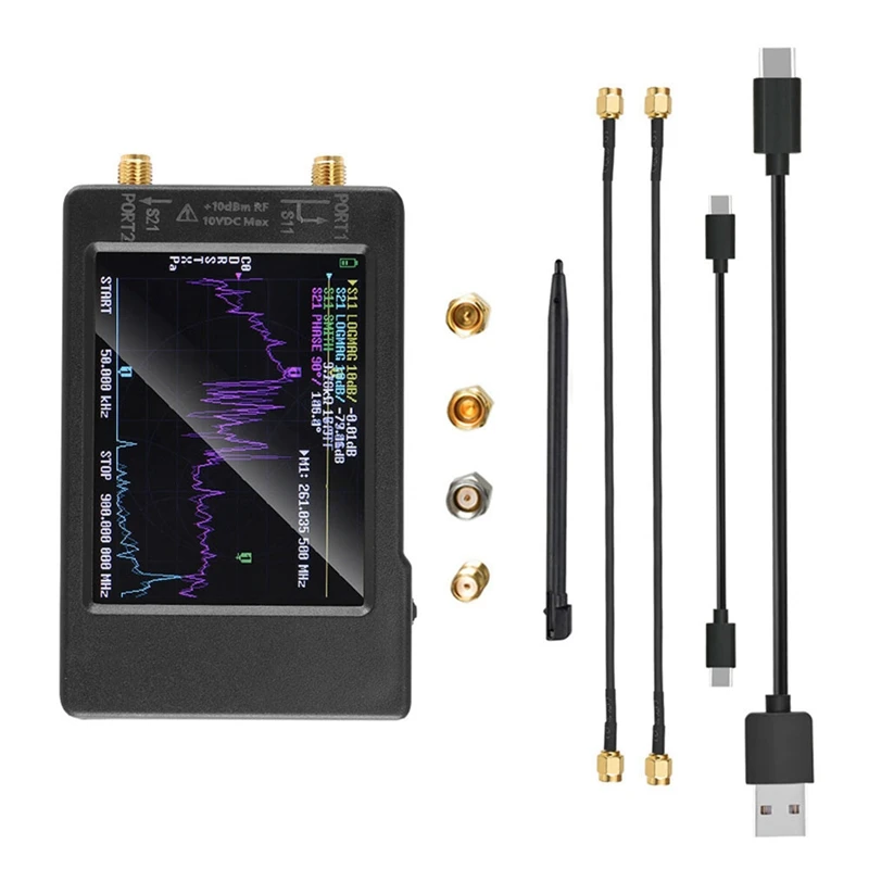 

2.8 Inch Nanovna-H Vector Network Analyzer Network Analyzer 2.8 Inch Supports 50Khz -900Mhz HF VHF UHF Antenna Network Analyzer