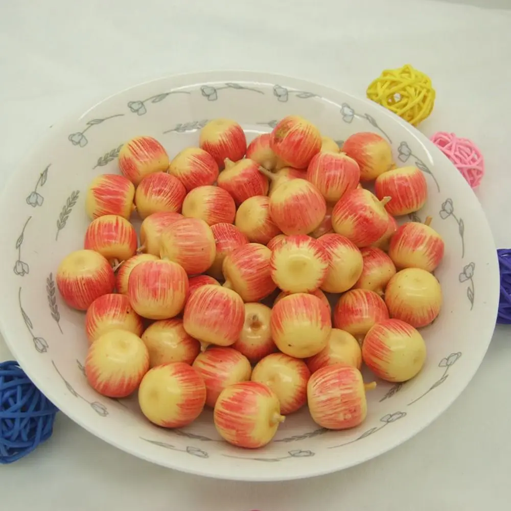 50pcs Mini Artificial Foam Fruit 2cm Fake Apples Food Model Fake Fruits Funny Fruit Model Home Garden Decor Photography Props