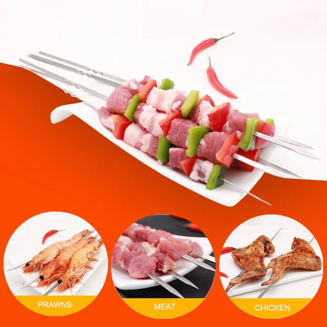 Rozsdamentes Acél Nyársai Lapos Grillező Nyárs Bbq Tűskála Kert Kerti Kempingszerszámok Grill Kiegészítők Konyhai Eszközök - Image 2