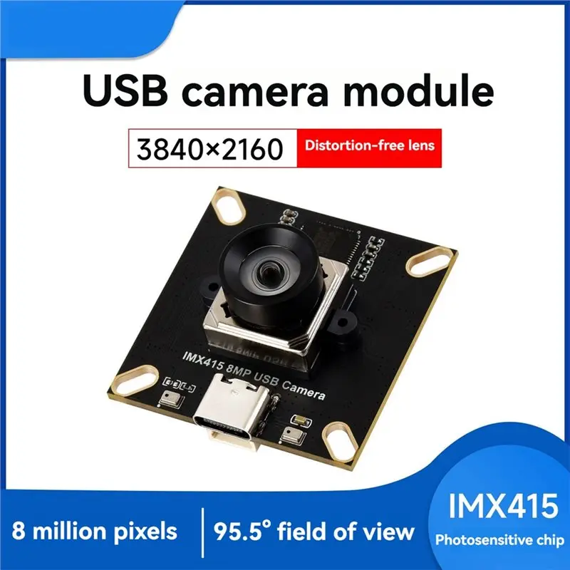 BG-IMX415 8MP USB 카메라 모듈(듀얼 마이크 포함) 3840X2160 95.5 ° D-FOV 왜곡 없는 렌즈 USB2.0 Type-C