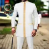 African Men Clothing Bazin Riche Men Suit 2-Piece Set Stand Collar Single Breasted Jacket Blazer Pants Party Wedding 2416082 1