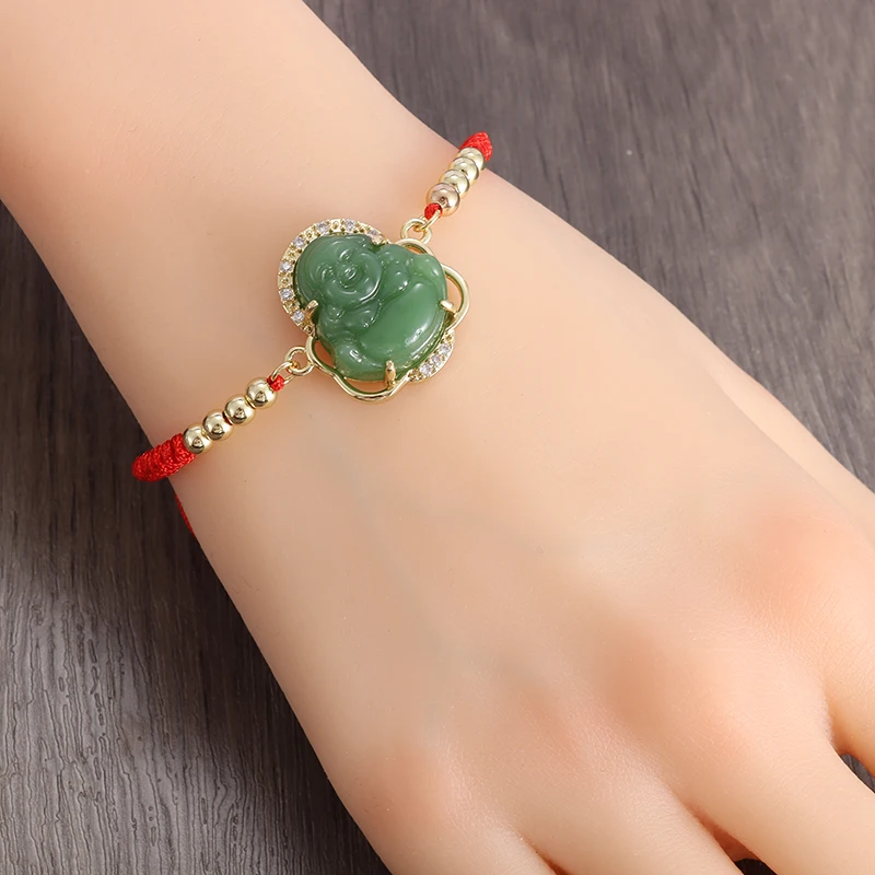 

Exquisite Natural Stone Maitreya Beaded Braided Bracelet Inlaid with Zircon Bracelet for Women Fortune Amulet Jewelry Gift