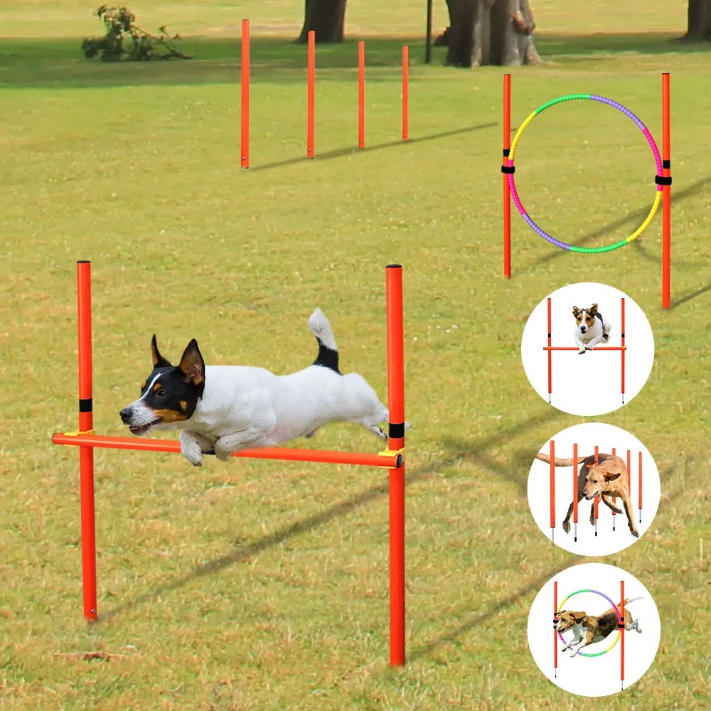 Dog Agility Training Equipment Outdoor Portable Dog Obstacle Training Set Dogs Jumping Running Stake Sports Stakes Pole Supplies