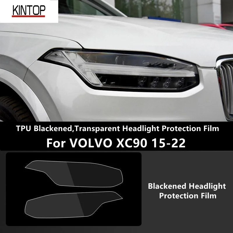 

For VOLVO XC90 15-22 TPU Blackened,Transparent Headlight Protective Film, Headlight Protection,Film Modification