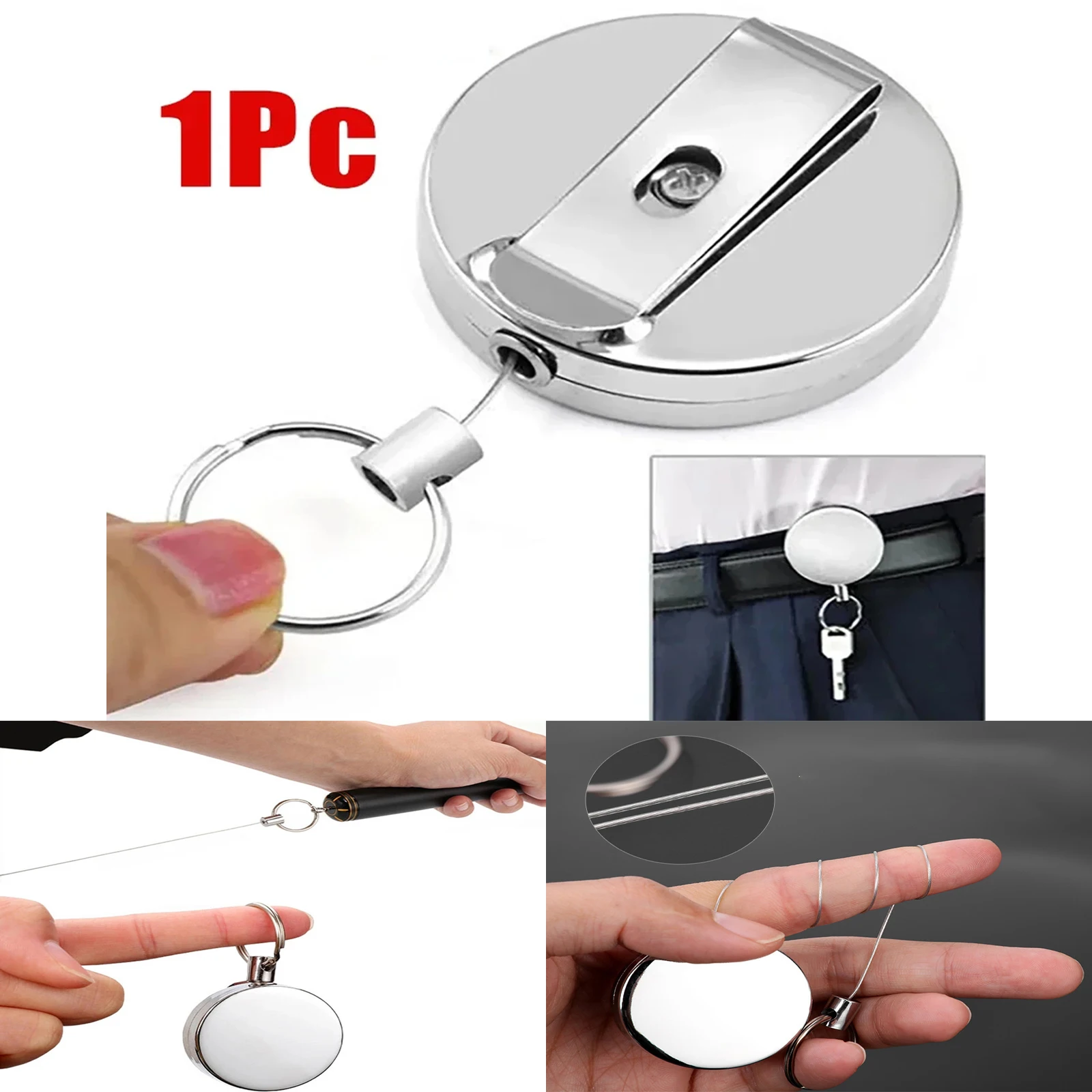 Retractable Metal Wire Keychain 1