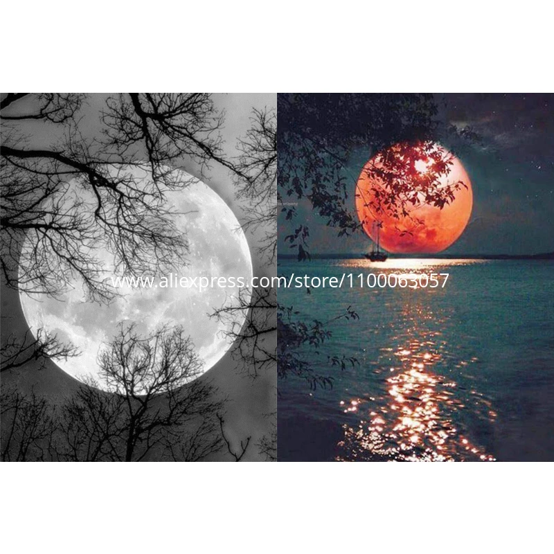 

ROAMILY,Diamond Painting Landscape,Nice,5D Cross Stitch Diamond Embroidery,Sea Seaside Moon Night,Sale,Hot Sale Wall