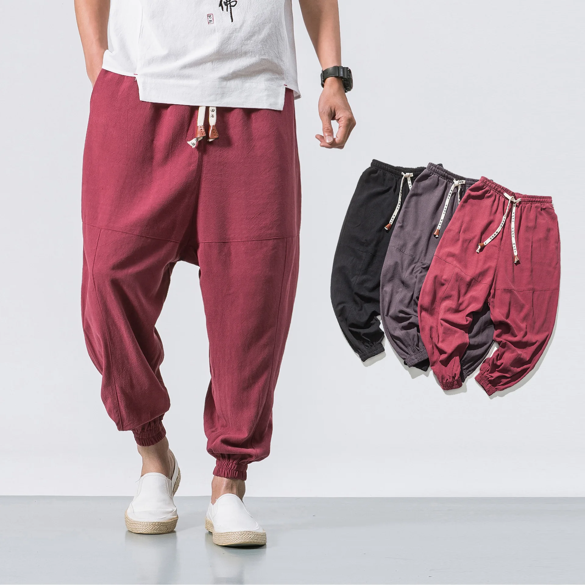 Cotton Casual Harem Pants Men Joggers 