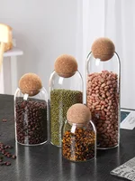 Sealed Jar Glass Cork Stopper Coffee Beans Dried Fruit Storage Box Kitchen Food Multigrain Storage Jar Cork Tea Jar 2